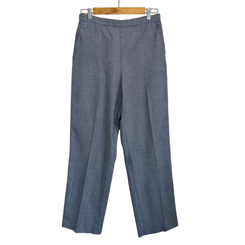Vintage 90s Alfred Dunner Mini Houndstooth Pants High Waist Navy White 8